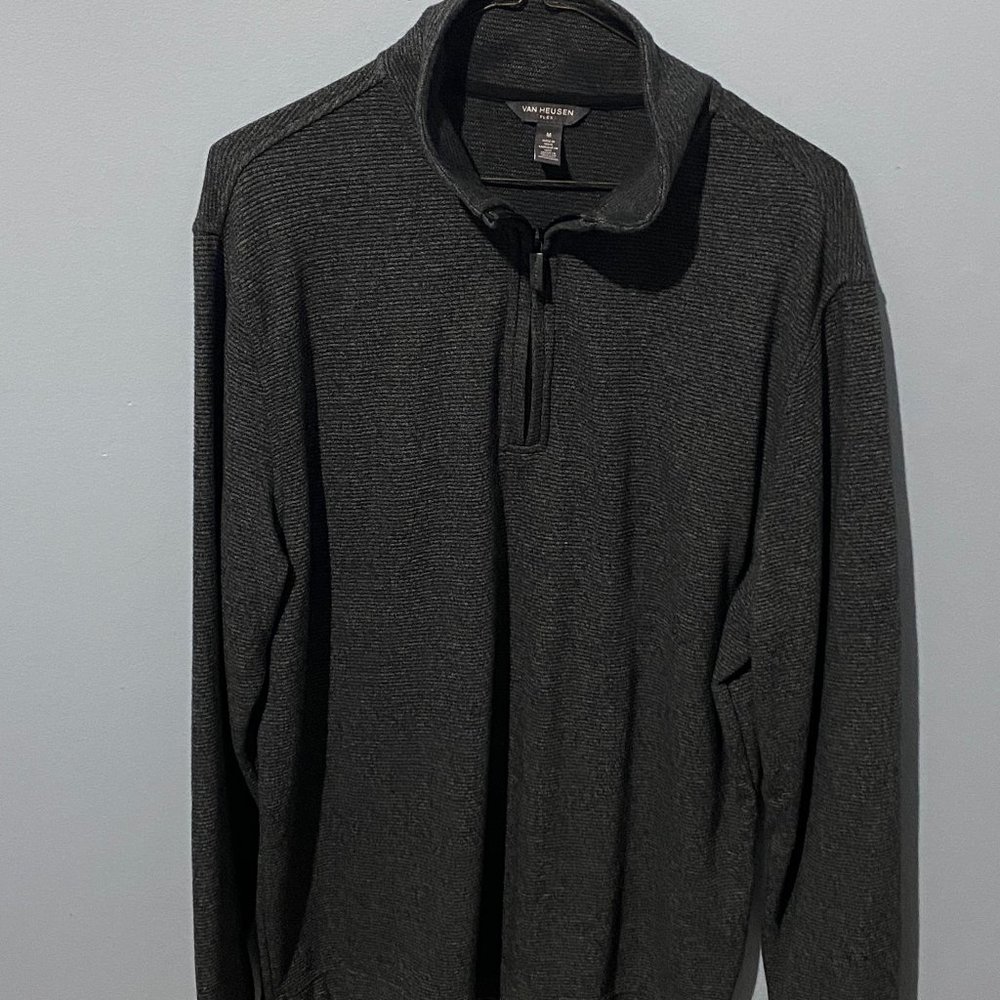 Men's Van Heusen Flex Dark Grey Quarterzip - Medium